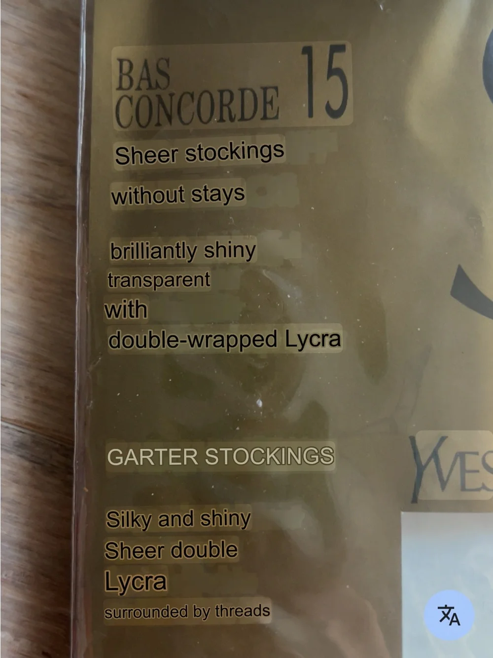 Yves Saint Laurent YSL Lycra Pantyhose  15 bas Concorde new never used